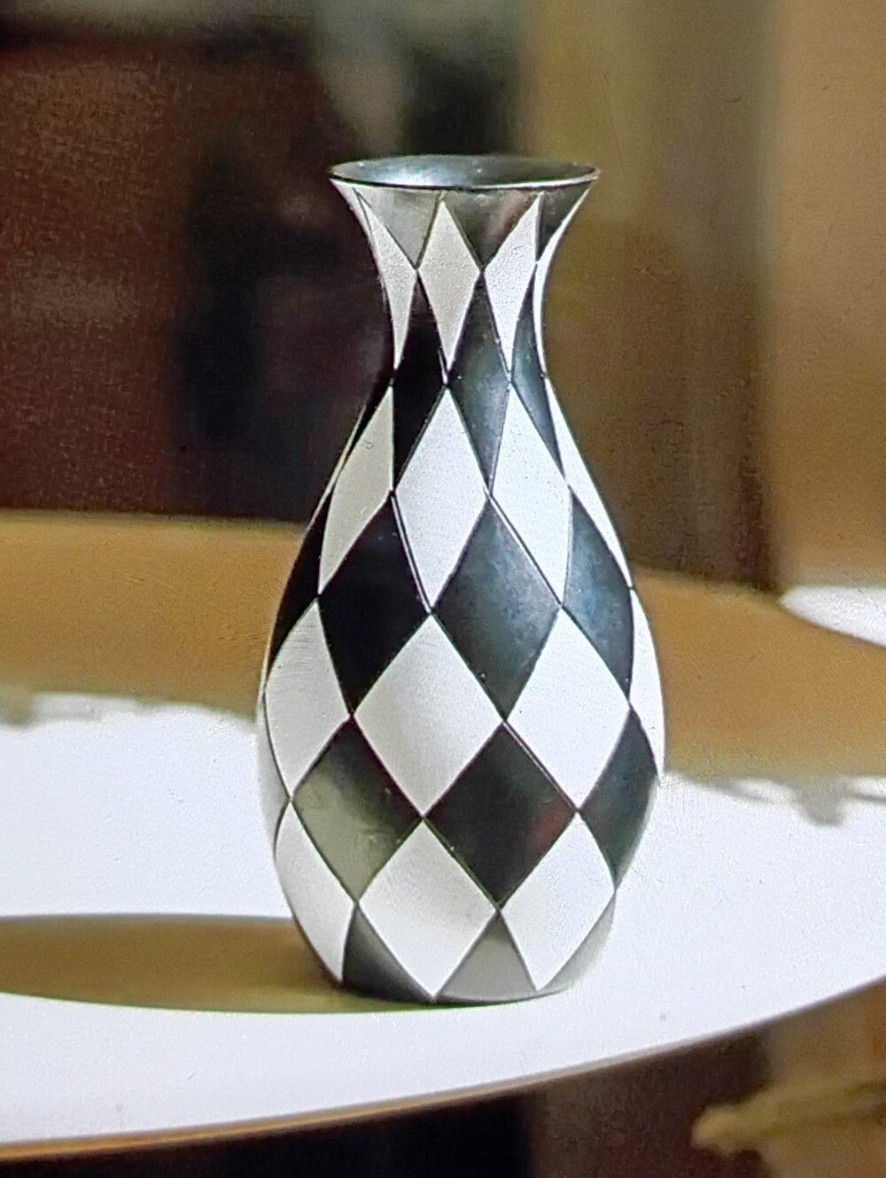 NEW! Black and White Harlequin Pattern Vase